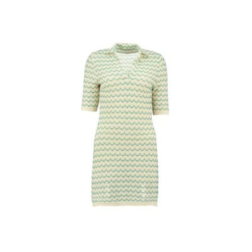 Lightweight Cotton Knit Tennis Dress – Short Sleeve Button-Up in Green