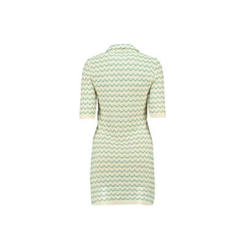 Lightweight Cotton Knit Tennis Dress – Short Sleeve Button-Up in Green