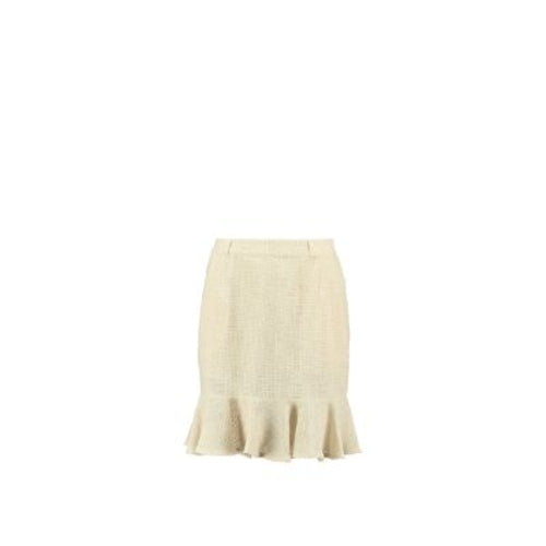 Lightweight Cotton Knit High-Waist Skirt with Ruffled Hem – Sand
