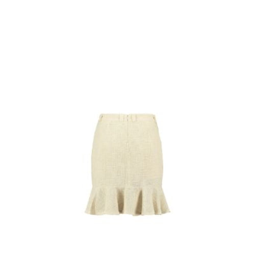 Lightweight Cotton Knit High-Waist Skirt with Ruffled Hem – Sand
