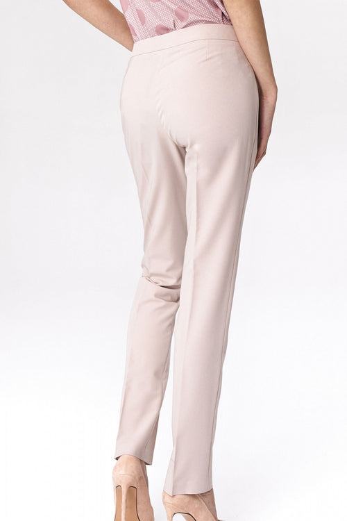 Nife Women’s Tailored High-Waist Trousers Elegant Nude Pink Slim-Fit Pants