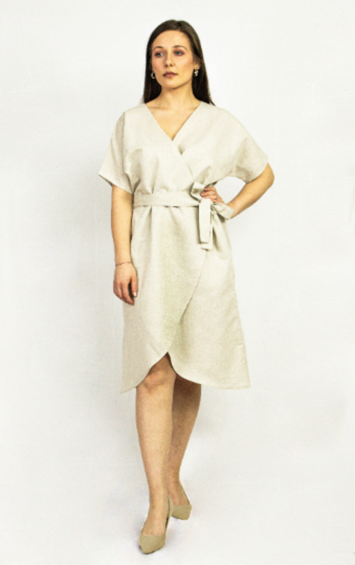Light Grey linen wrap dress
